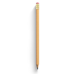 Top up view realistic pencil isolated on plain background , useful for element designs.