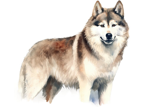 Alaskan dog thoroughbred Image Malamute Watercolor big painting