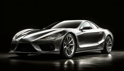 Elegance in the Shadows: Sleek Gray Luxury Car Against a Dark Backdrop - Automotive Excellence"