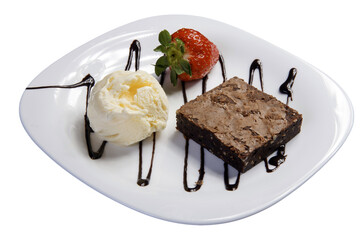 brownie with creamy ice cream