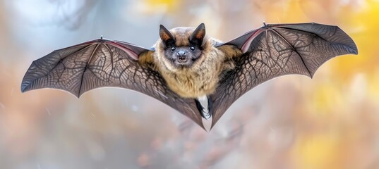 Obraz premium Uncommon bat species among flying insects in native environment connected to novel viruses