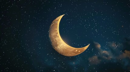 Obraz na płótnie Canvas Ramadan Kareem & Eid Mubarak: crescent moon on a starry night