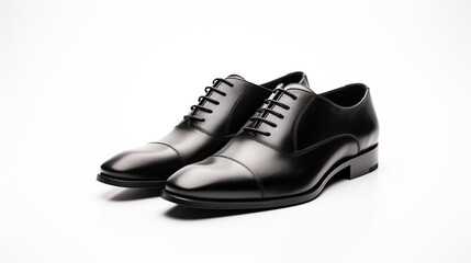 Black classic formal occasion shoes for men's fashion style isolated on a white background.