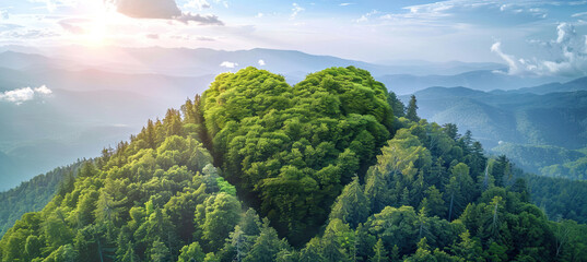 Heart symbol created on the top of a mountain