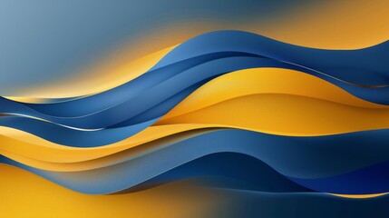 Smooth flowing abstract waves in blue and golden yellow for dynamic visual art. Rich blend of colors in digital wave art for modern design. Luminous curves and fluid motion in vibrant abstract imagery