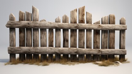 Obraz premium Rustic wooden fence cut out. 8k photorealistic image.