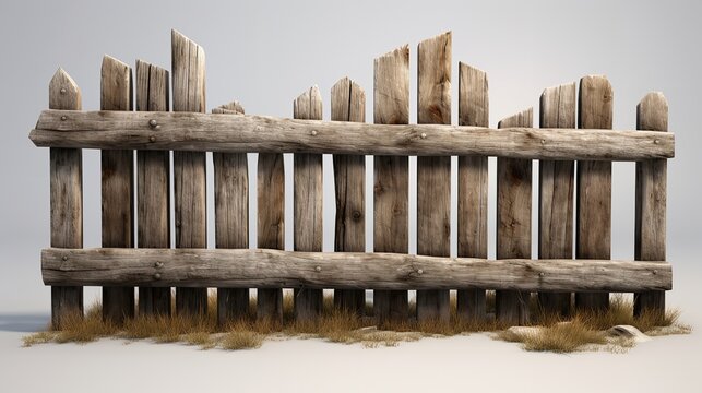 Rustic wooden fence cut out. 8k photorealistic image.

