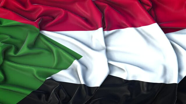 Sudan Flag Zoom in Very Realistic