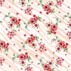 Decorative bunch flowers pattern on wavy background.eps