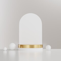 Gold podium gray background