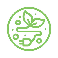 Green line icon set concept of ecology, environment and sustainability. Outline symbols set Contains Icons like Electric Car, Global Warming, Forest, Organic Farming and more.. Editable vector stroke