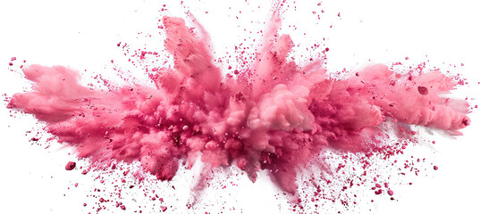 Pink powder splash explosion Isolated on white background
