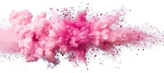 Pink powder splash explosion Isolated on white background - obrazy, fototapety, plakaty