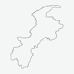 Khyber Pakhtunkhwa Outline map Pakistan Province Vector Art