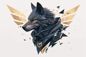 wolf face logo design template - obrazy, fototapety, plakaty