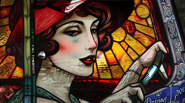 stained glass window girl