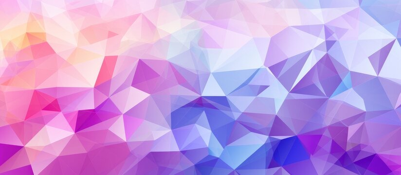 Abstract colorful geometric pattern with triangles on a light purple background.