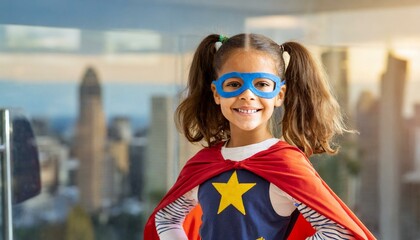 Cute girl in superhero costume