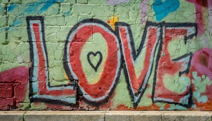  graffiti word love on a wall