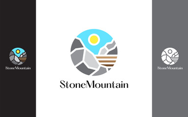 Stone mountain circle logo vector