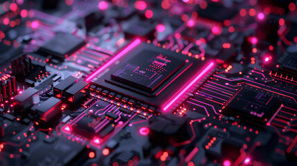 Fototapeta na wymiar Artificial intelligence micro chip, Future and technology.