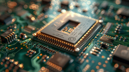 Artificial intelligence micro chip, Future and technology.