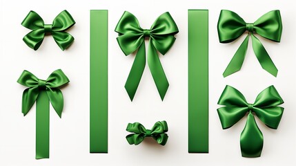 Set of Green Ribbons and Bows Cut Out

 - obrazy, fototapety, plakaty