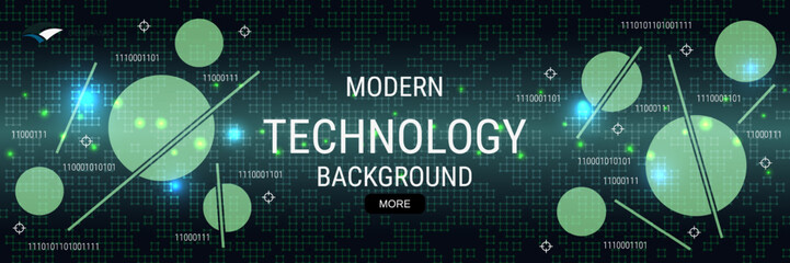 Digital technology banner vector design template. Future technology, cyberspace, virtual reality concept illustration