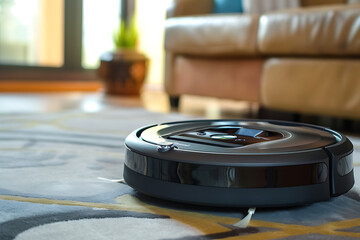 Robotic Vacuum Cleaning Living Room Floor