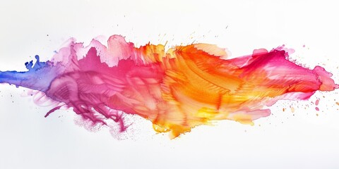 A vibrant watercolor splash blending deep purples with fiery oranges and pinks, resembling a Phoenix rising.