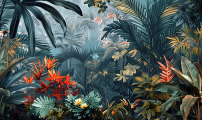 tropical leaves , tropical jungle landscape , texture background wallpaper