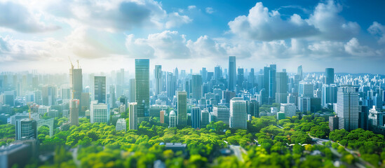 sutainable green cityscape concept blurred background