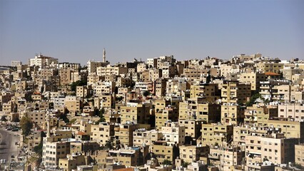 middle east city skyline with facades and streets