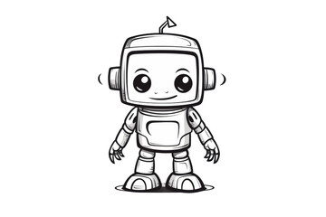 Obraz na płótnie Canvas line drawing of a cute artificial intelligence robot 