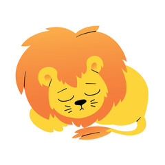 lion cub sleeps curled up - 758245747