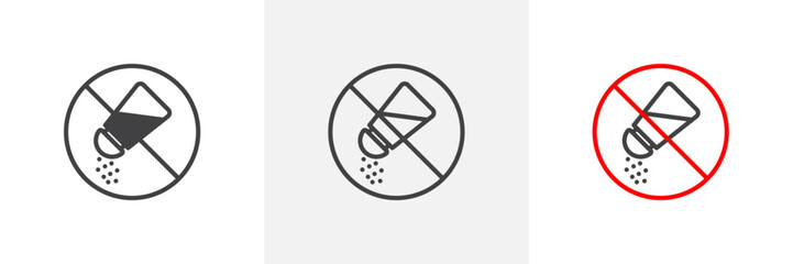 No Salt Sign Isolated Line Icon Style Design. Simple Vector Illustration