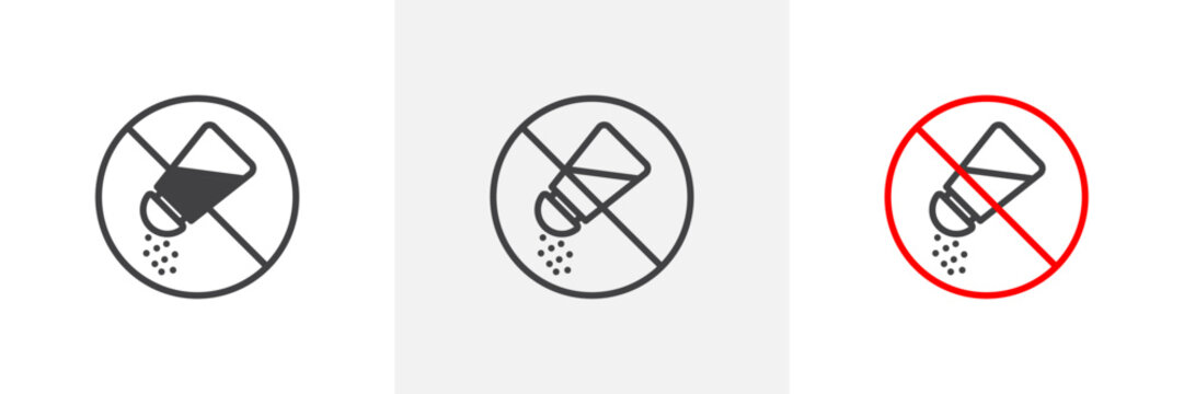 No Salt Sign Isolated Line Icon Style Design. Simple Vector Illustration