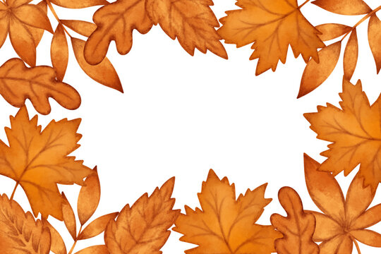 Autumn leaves template horizontal frame with copy space vector illustration 