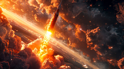 Galactic Blastoff: Capturing the Thrilling Moment of a Space Rocket Launch Ignition