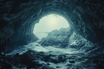 A mysterious underground world decorated with stunning mineral formations and whispers of ancient tales. - obrazy, fototapety, plakaty