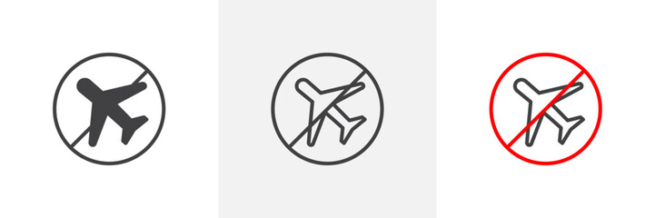 Dont Fly Sign Isolated Line Icon Style Design. Simple Vector Illustration