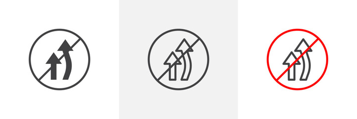 Do Not Overtake Traffic Sign Isolated Line Icon Style Design. Simple Vector Illustration