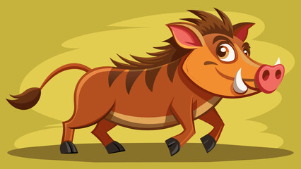 cartoon-warthog-walking vector illustration