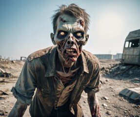 Eerie Zombie Portrait: Spooky Undead Illustration