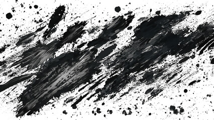 Black Paint Strokes and Dots Splatter PNG Transparent Isolated