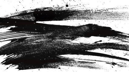 Monochromatic Brushstroke Texture Black High Detail PNG Transparent Isolated