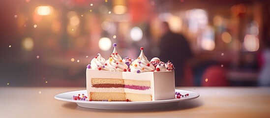 Blurred background featuring a plain cake