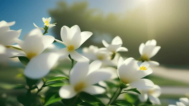 Beautiful jasmine white flowers in summer 4K motion