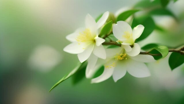 Close view of a jasmine flower on the wind for nature backgrounds 4K motion