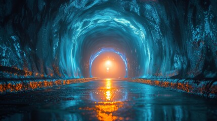Tunnel With Light at the End - obrazy, fototapety, plakaty